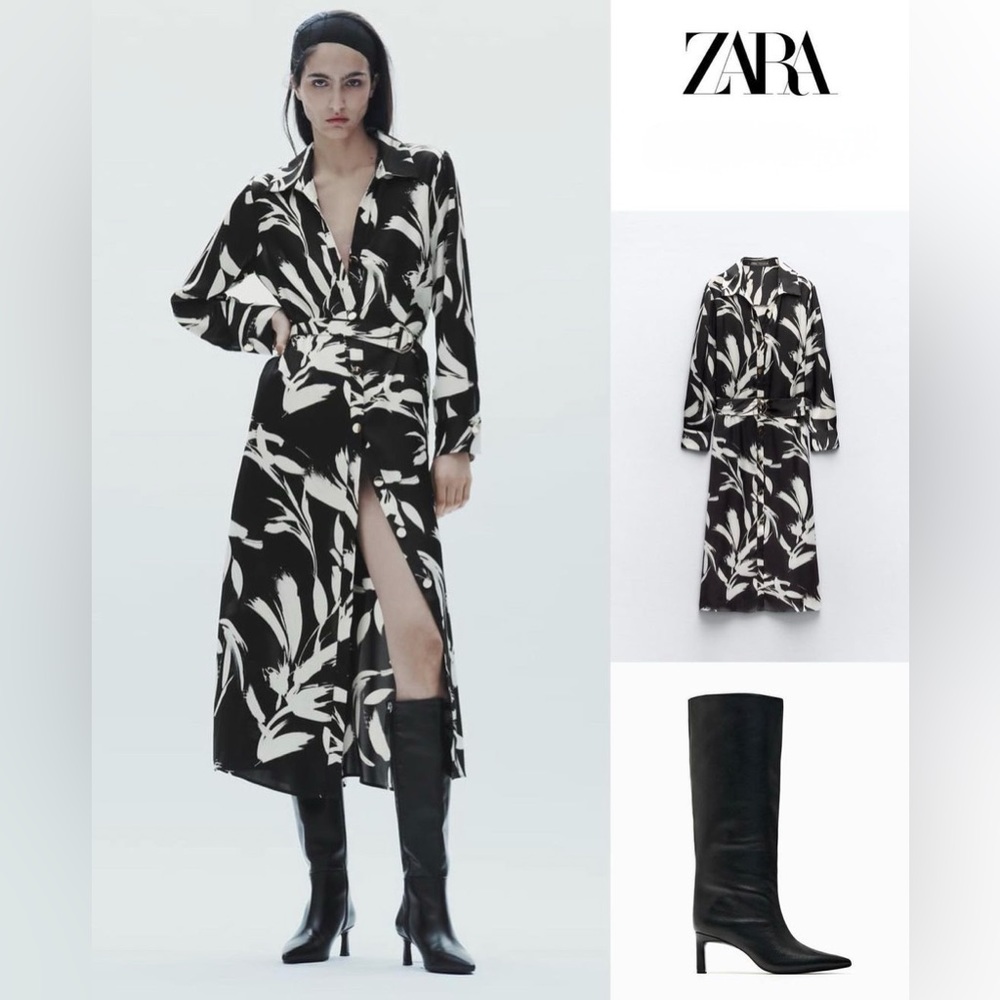 NWT ZARA PRINTED SHIRT DRESS 2023-24FW